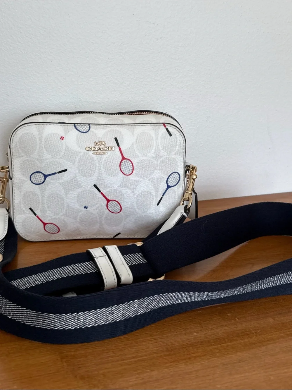 Coach Leather Camera Crossbody Bag Tennis Rackets